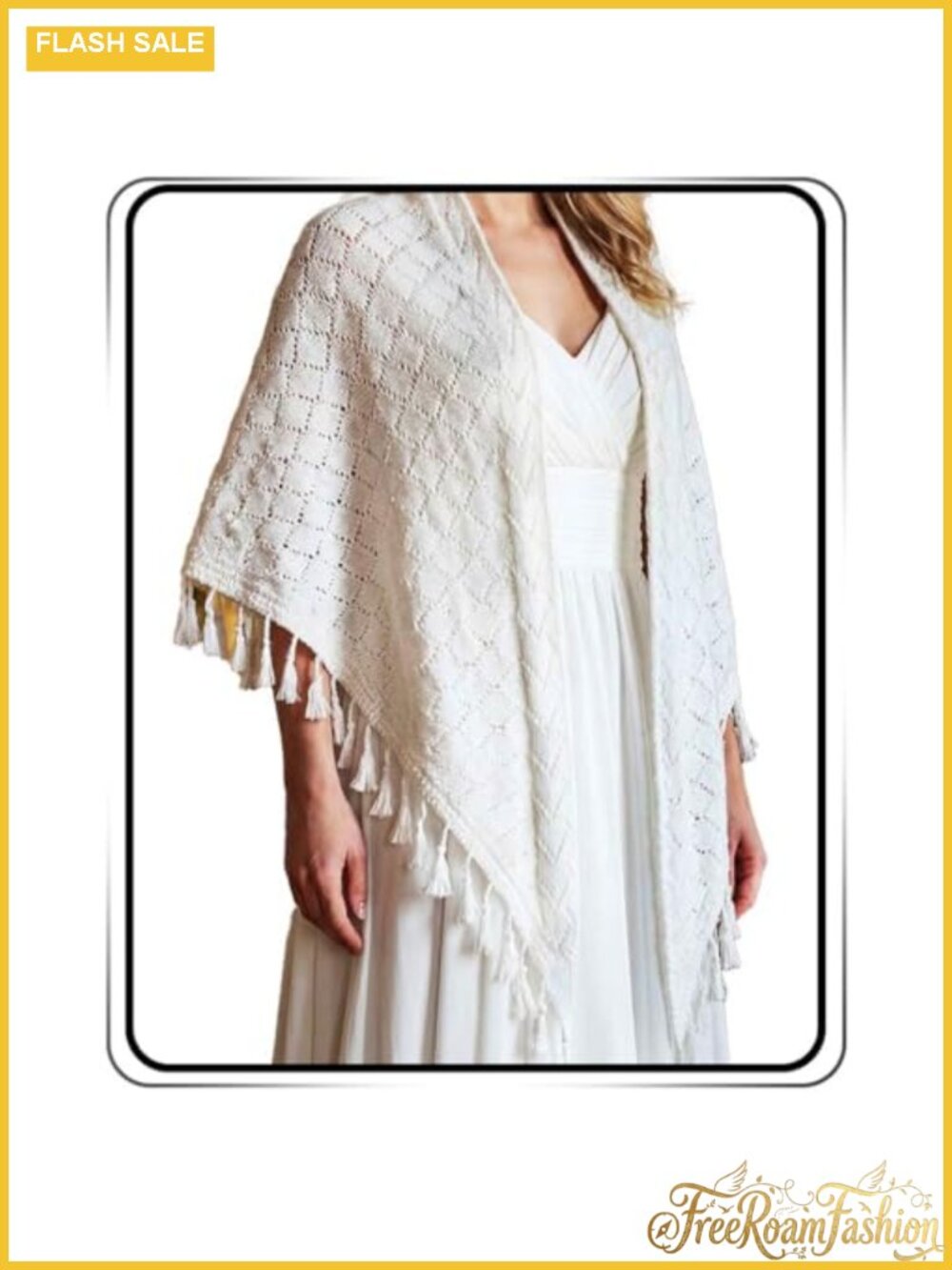 Knit Shawl Wrap Boho Fringe Crochet Scarf Cover Up
